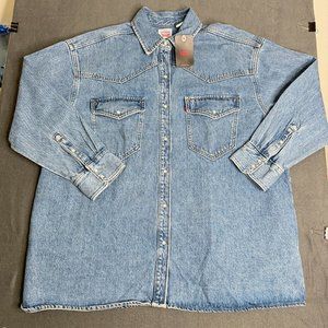 Levi's Shirt Womens XL Dylan Indigo Stonewash Relaxed Western Denim Shacket
